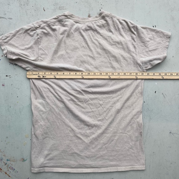 Men's Death Row Records Beige Spell-Out Logo T-Shirt M Crew Cotton 90s Rap LBC - Picture 10 of 13